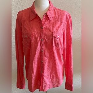 Hot Pink Eyelet Western Shirt